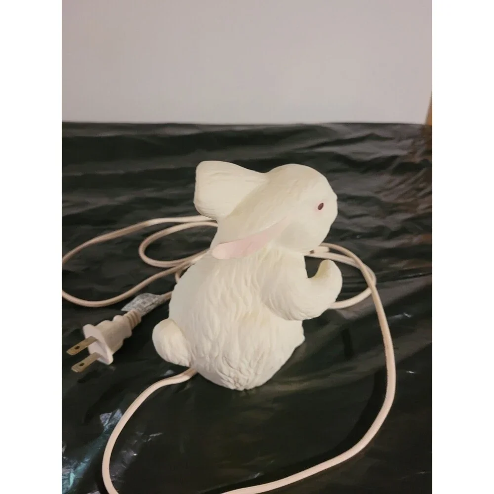 Vintage Ceramic White Bunny night Light Realistic Decorative Matt Finish 6.25